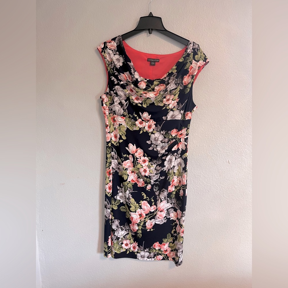 Covington Navy and Pink Floral Dress